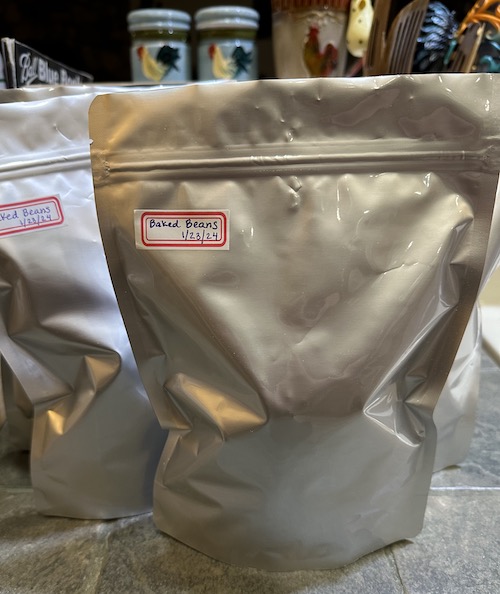 freeze dried baked beans in mylar bags