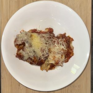 chicken parmesan in shallow bowl
