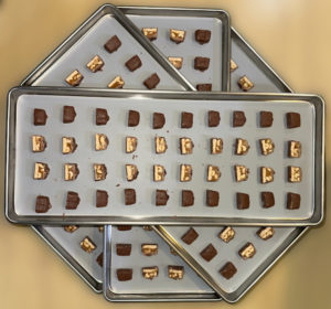 Snickers on freeze dryer tray