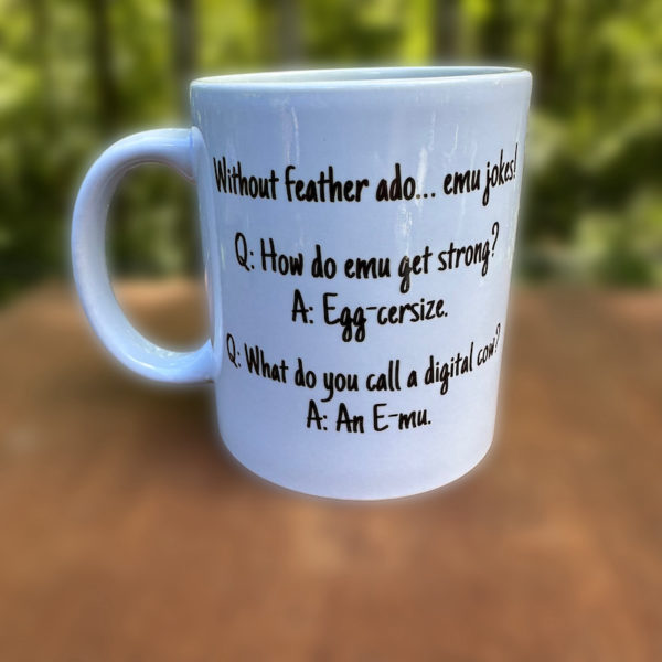 FC emu mug of jokes side 1